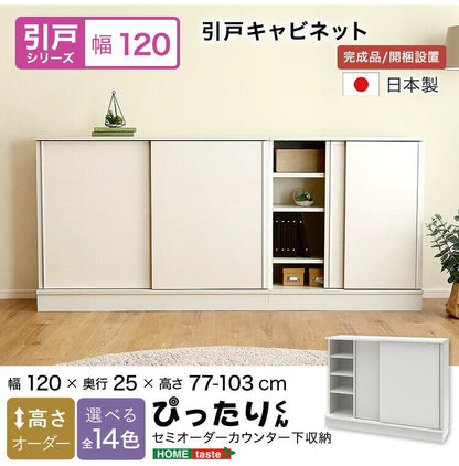 ラック セミオーダーカウンター下収納ぴったりくん キャビネット 幅120cm×奥行25cm 食器棚 完成品