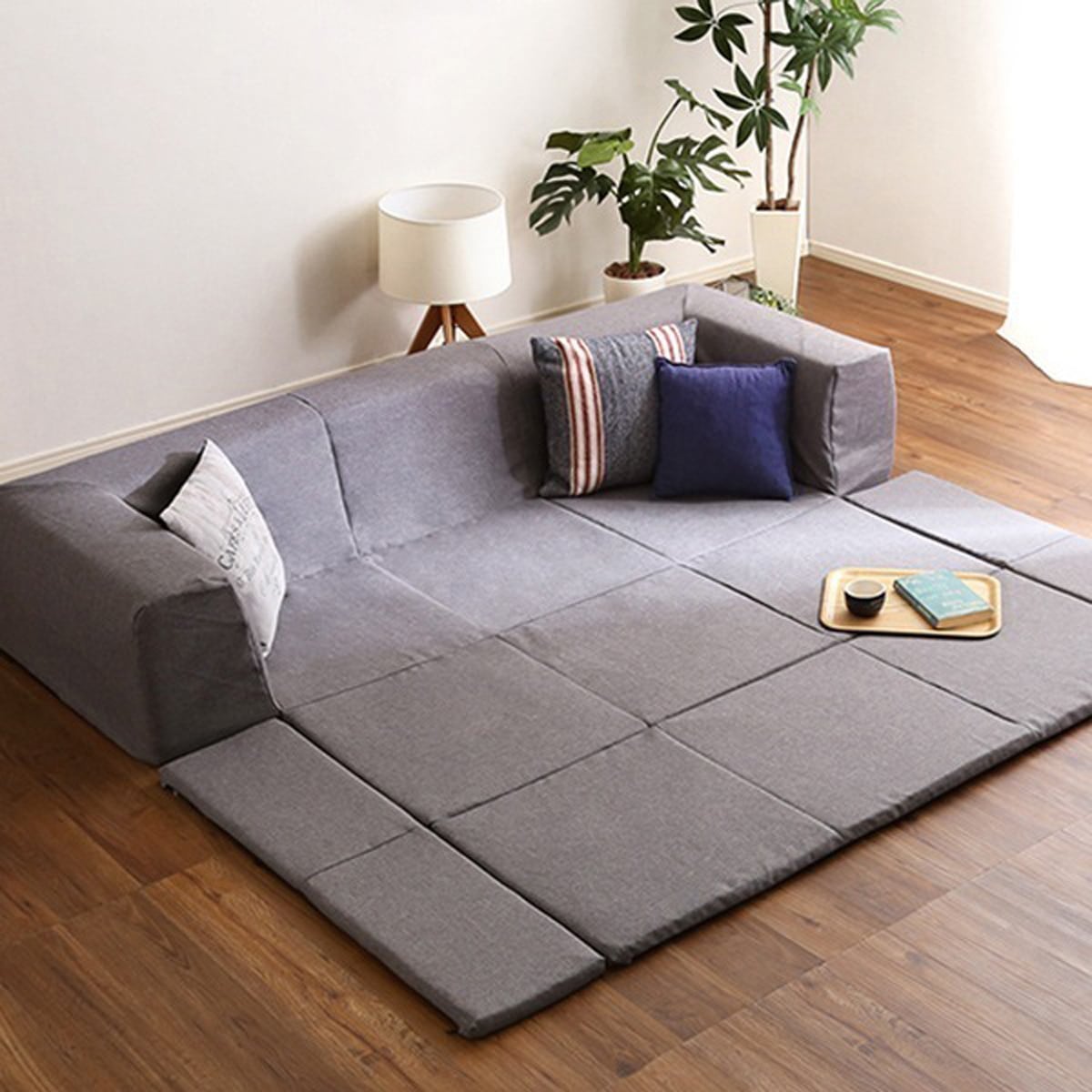 フロアマット付きソファMサイズ(幅200cm)お家で洗えるカバーリングタイプ 74×74×71cm