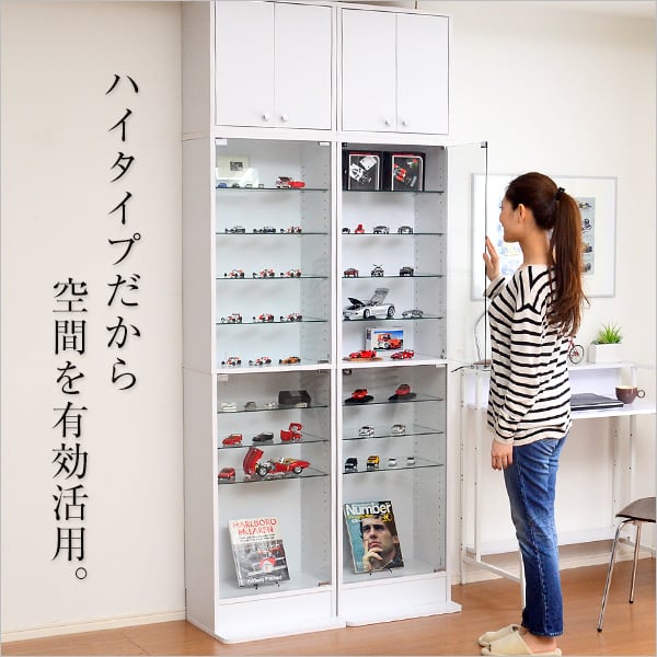 コレクションラック 浅型ハイタイプ セット(本体+上置き) コレクションケース 壁面収納 収納棚