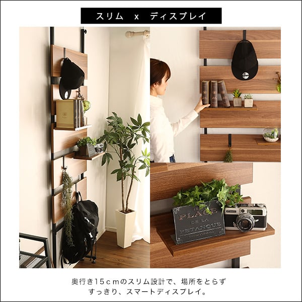 突っ張り木板ラダーラック(幅60cm) インテリア 日用品雑貨 生活雑貨 収納用品 つっぱり棒