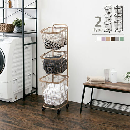 ラック 3段ランドリーラック 角型 -KR- 33×39×124cm リビング収納 3段 通気性 スチール