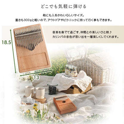 指で弾くピアノ カリンバ初心者セット ハンドメイドタイプ 17キー 穴有 カリンバ 親指ピアノ 楽器