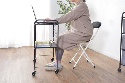 ストレージ サイドワゴン 幅53×奥行35×高さ75.5cm リビング収納 キャスター付き ブラック スチール