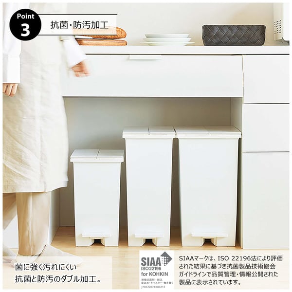 ダストボックス SOLOW ペダルオープンツイン20L 幅22×奥行36×高さ38cm 日用品 抗菌