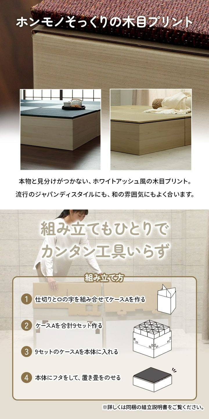 置き畳 小上がり段ボール一式1P美畳 セット 半畳 GN 70×70×29.5cm ラグマット ラグ