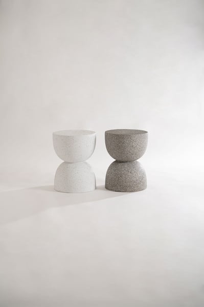 サイドテーブル 幅35×奥行35×高さ46cm 完成品 組立不要 グレー ホワイト テラゾー柄 グレ