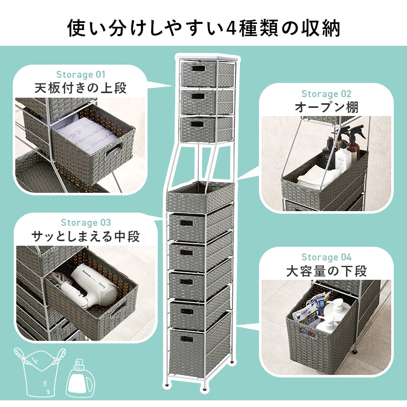 衣類収納 ランドリーチェスト RAN-2460 (約)幅20×奥行45×高さ154cm 全3色