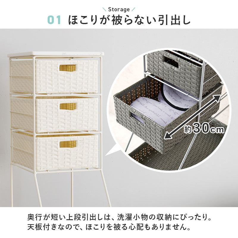 衣類収納 ランドリーチェスト RAN-2461 (約)幅25×奥行45×高さ154cm 全2色