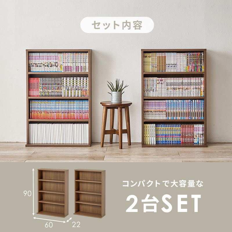 リビング収納 ブックラック 2台組 RCC-1515 (約)幅60×奥行22×高さ90cm/1台 全3色