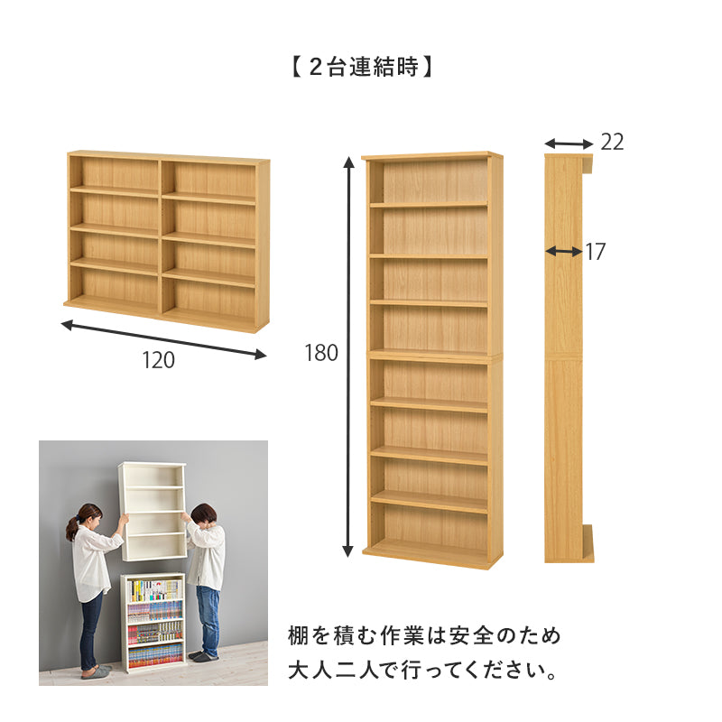 リビング収納 ブックラック 2台組 RCC-1515 (約)幅60×奥行22×高さ90cm/1台 全3色